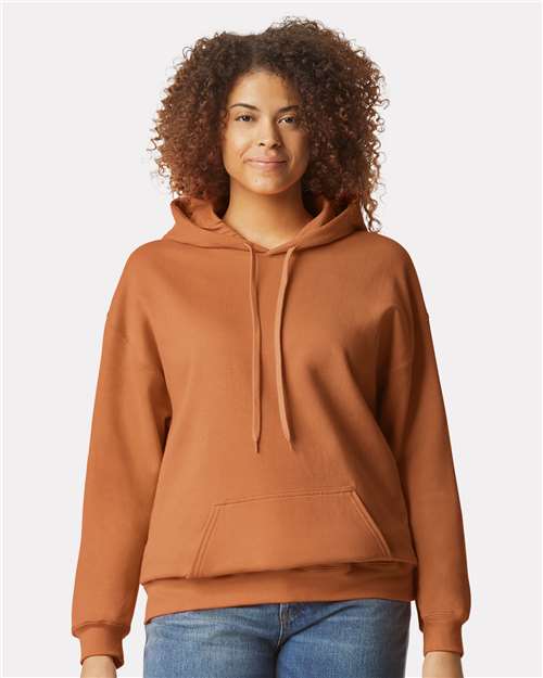 Gildan SF500 Unisex Softstyle® Midweight Hooded Sweatshirt Texas Orange Cotton Cotton-Poly Blend Fleece Hooded Insulated Jersey Midweight Moisture-Wicking Outerwear Pocket Polyester Regular Fit Spandex Sport / Athletic Super Heavyweight Sweatshirts & Fleece Tear-Away Label Tops Womens Womens Tops