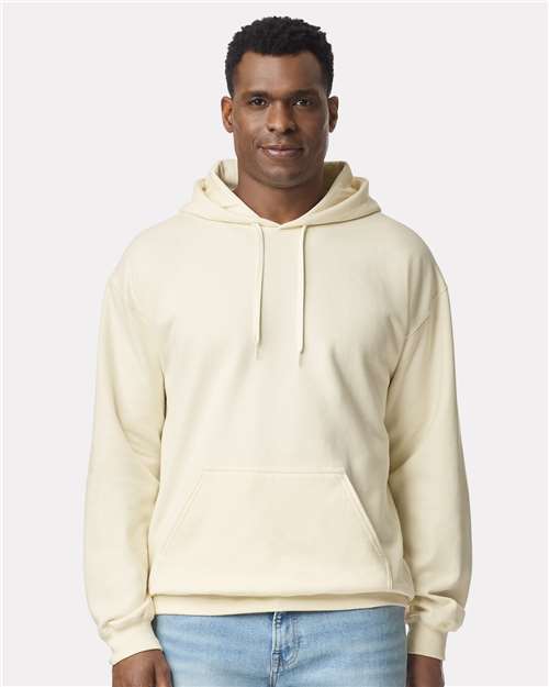 Gildan SF500 Unisex Softstyle® Midweight Hooded Sweatshirt Off White Cotton Cotton-Poly Blend Fleece Hooded Insulated Jersey Midweight Moisture-Wicking Outerwear Pocket Polyester Regular Fit Spandex Sport / Athletic Super Heavyweight Sweatshirts & Fleece Tear-Away Label Tops Womens Womens Tops