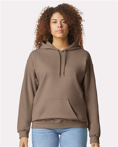 Gildan SF500 Unisex Softstyle® Midweight Hooded Sweatshirt Brown Savana Cotton Cotton-Poly Blend Fleece Hooded Insulated Jersey Midweight Moisture-Wicking Outerwear Pocket Polyester Regular Fit Spandex Sport / Athletic Super Heavyweight Sweatshirts & Fleece Tear-Away Label Tops Womens Womens Tops