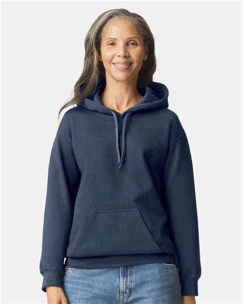 Gildan SF500 Unisex Softstyle® Midweight Hooded Sweatshirt Blue Dusk Cotton Cotton-Poly Blend Fleece Hooded Insulated Jersey Midweight Moisture-Wicking Outerwear Pocket Polyester Regular Fit Spandex Sport / Athletic Super Heavyweight Sweatshirts & Fleece Tear-Away Label Tops Womens Womens Tops