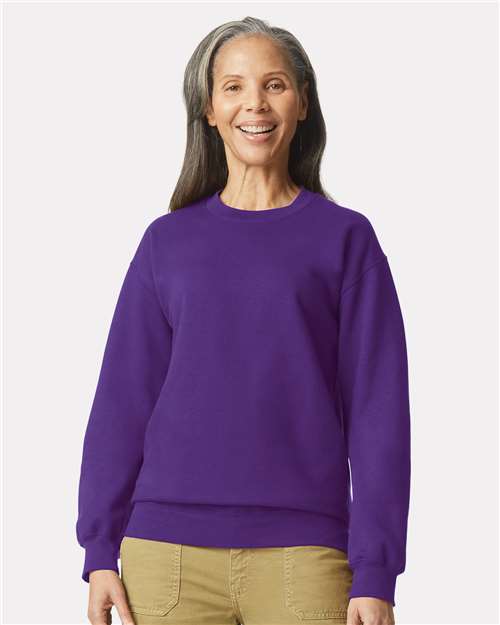 Gildan SF000 Unisex Softstyle® Midweight Crewneck Sweatshirt Purple Cotton Cotton-Poly Blend Crewneck Fleece Midweight Moisture-Wicking Outerwear Polyester Regular Fit Spandex Sport / Athletic Super Heavyweight Sweatshirts & Fleece Tear-Away Label Tops Womens Womens Tops