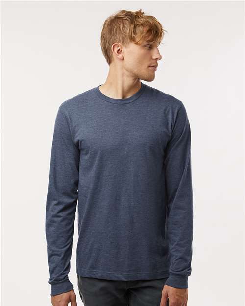 M&O 4501, Fine Jersey Long Sleeve T-shirt, Heather Navy