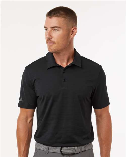 Adidas A704, Men's Textured Stripe Polo, Black