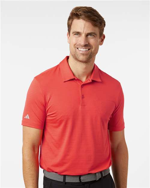 Adidas A704, Men's Textured Stripe Polo, Bright Red