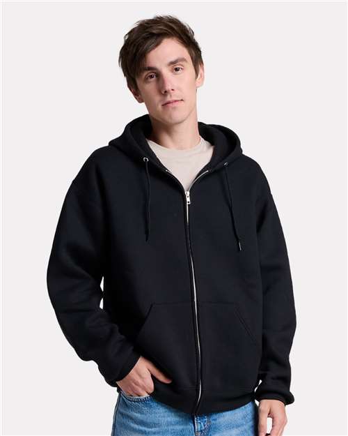 Unisex Rugged Full-Zip Hooded Sweatshirt - - 12542 Black Ink 01635 12-12.9 oz 2025 Fleece and Outerwear Fleece Fleece - Premium - Hood Full-Zips Hooded JERZEES Mens & Unisex Sustainable Materials Sweatshirts & Fleece Tops Z12MR Zips