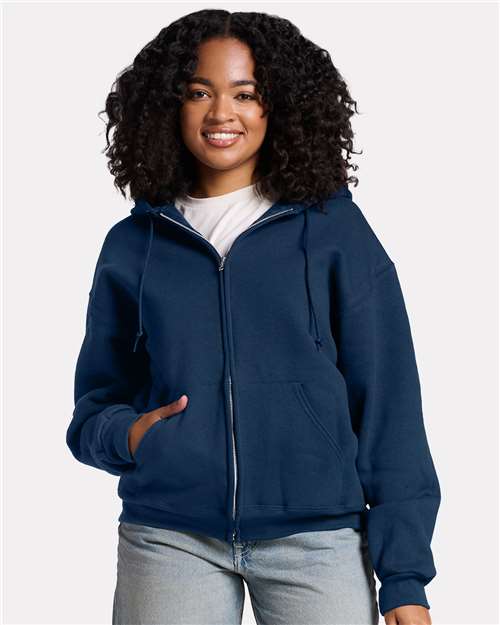 Unisex Rugged Full-Zip Hooded Sweatshirt - - 12542 Washed Navy 01635 12-12.9 oz 2025 Fleece and Outerwear Fleece Fleece - Premium - Hood Full-Zips Hooded JERZEES Mens & Unisex Sustainable Materials Sweatshirts & Fleece Tops Z12MR Zips