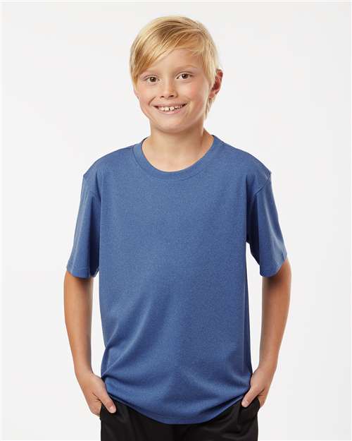 AllPro 48000Y, Youth Pro-lock Performance T-shirt, Heather Royal