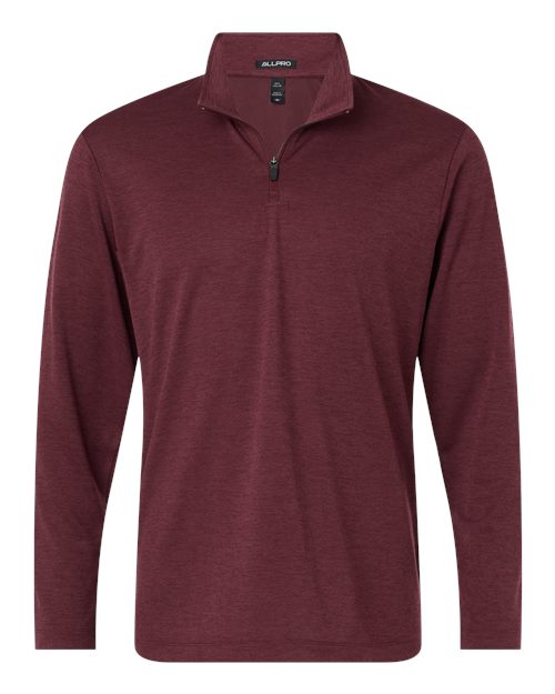 AllPro 4HM700, Men's Pro-lock Performance Mélange Quarter-zip Pullover, Maroon Melange