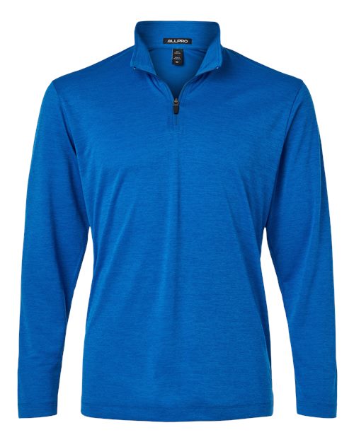 AllPro 4HM700, Men's Pro-lock Performance Mélange Quarter-zip Pullover, Royal Melange