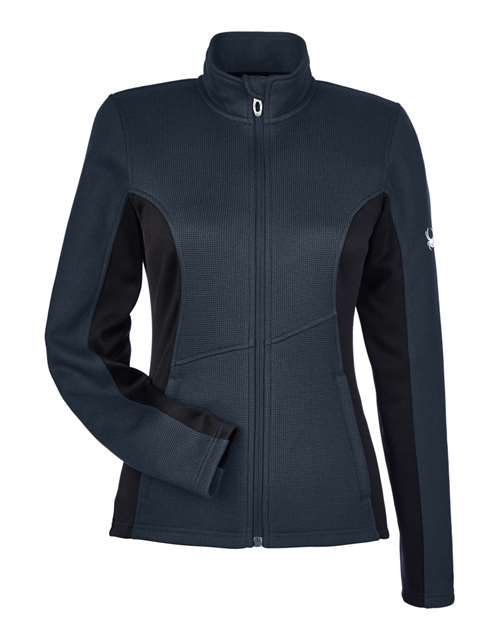 Spyder 187335, Women's Constant Full-zip Sweater Fleece Jacket, Frontier/ Black/ White