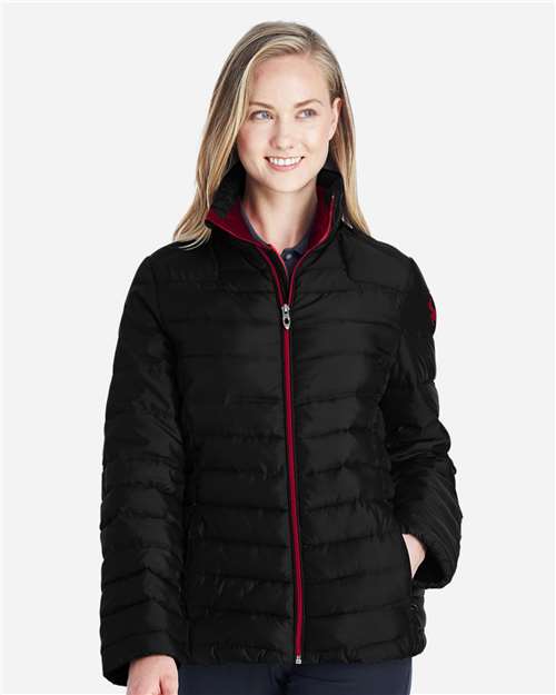 Women's Insulated Puffer Jacket - - 12721 Black Red 187336 441A0 AB Retail Exclusive Brands Back to School 2025 CA CA New ab Full-Zips Jackets New AB Outerwear Polyester - 100% Puffers S&S Deep Deals S&S Exclusive Brands Spyder Womens Zips