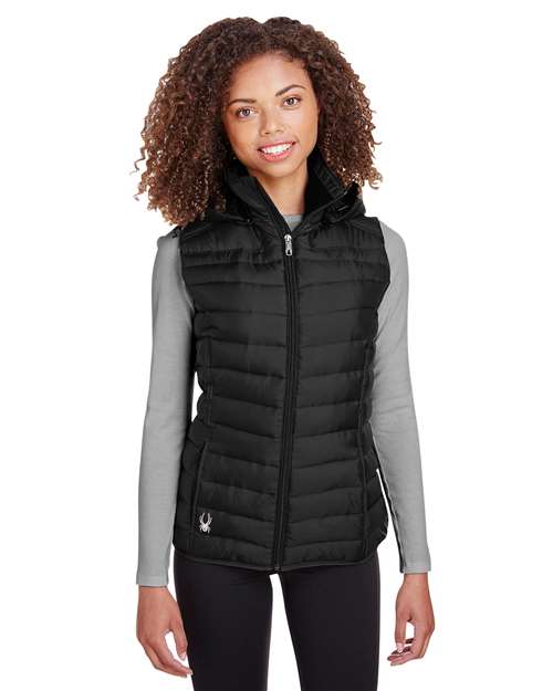 Women's Supreme Puffer Vest - - 12727 Black 452A0 AB Retail Exclusive Brands CA New ab Hooded Jackets New AB Outerwear Polyester - 100% Puffers S&S Deep Deals S&S Exclusive Brands S16641 Spyder Vests Womens