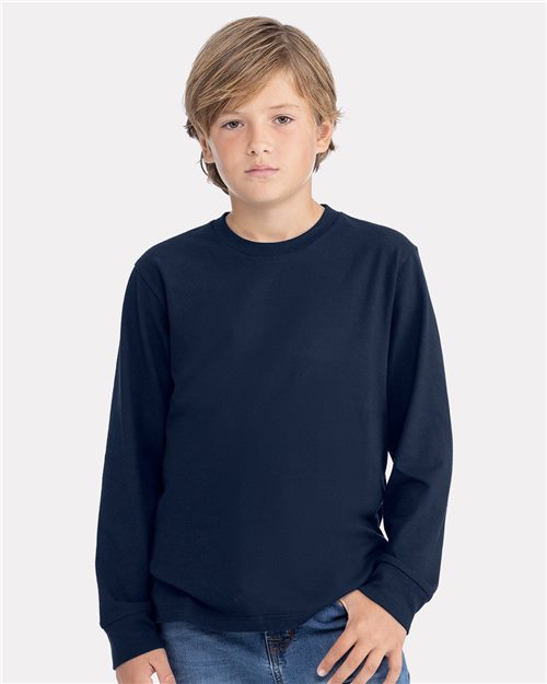 Youth Cotton Long Sleeve T-Shirt - - 11737 04118 3311 4-4.9 oz Back to School 2025 CA Best Selling Brands CA New ab Cotton Cotton - 100% Cotton - Ringspun Crewneck Eco-Friendly Fashion T-Shirts Long Sleeves Next Level Side Seams Socially Conscious Manufacturing Sustainable Manufacturing Sustainable Styles T-Shirts T-Shirts - Long Sleeve Tear Away Tops Youth