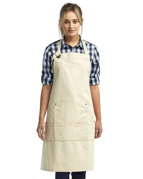 Artisan Collection by Reprime RP137, Calibre Heavy Cotton Canvas Pocket Apron, Natural
