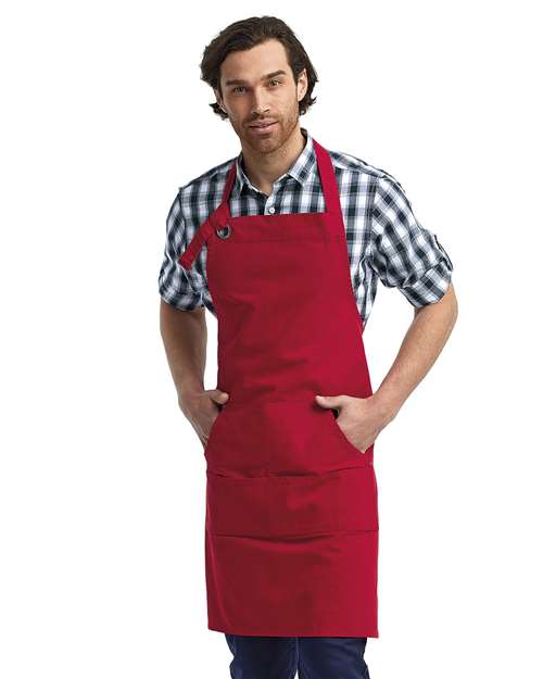 Artisan Collection by Reprime RP137, Calibre Heavy Cotton Canvas Pocket Apron, Red