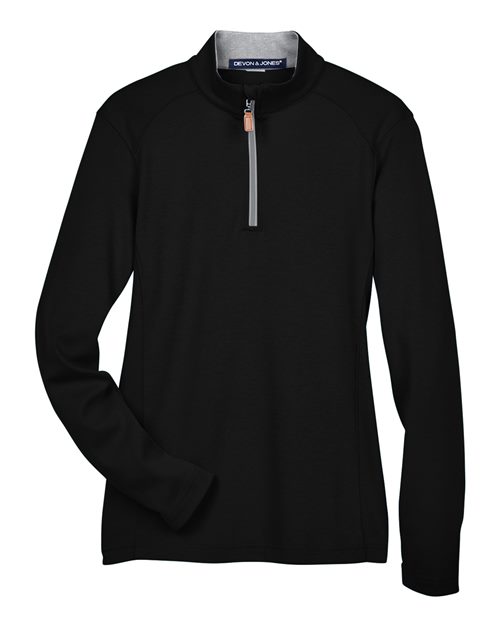 Devon & Jones DG479W, Women's Drytec20 Performance Quarter-zip Pullover, Black/ Grey Heather/ Graphite