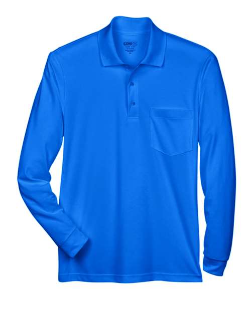 CORE365 88192P, Men's Pinnacle Performance Long Sleeve Piqué Polo With Pocket, True Royal