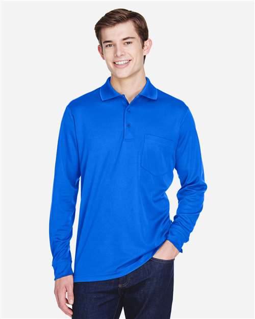 CORE365 88192P, Men's Pinnacle Performance Long Sleeve Piqué Polo With Pocket, True Royal