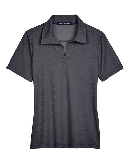 Devon & Jones DG22W, Women's Crownlux Performance Address Melange Polo, Black Melange