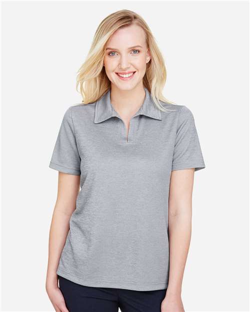 Devon & Jones DG22W, Women's Crownlux Performance Address Melange Polo, Grey Melange