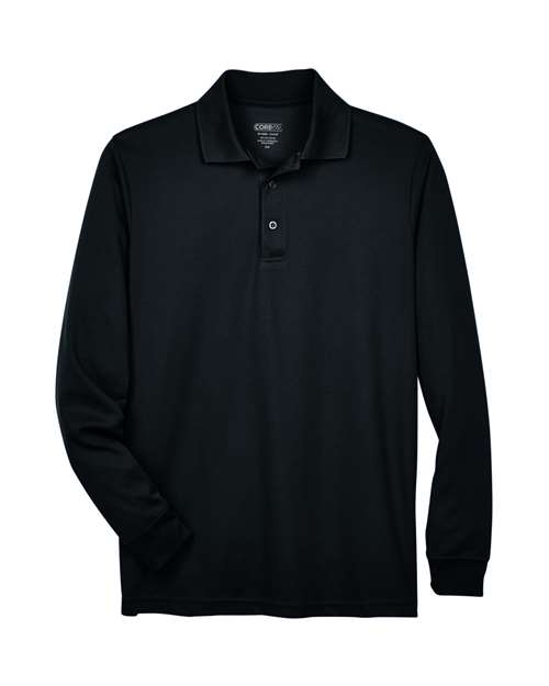 CORE365 88192, Men's Pinnacle Performance Long Sleeve Piqué Polo, Black