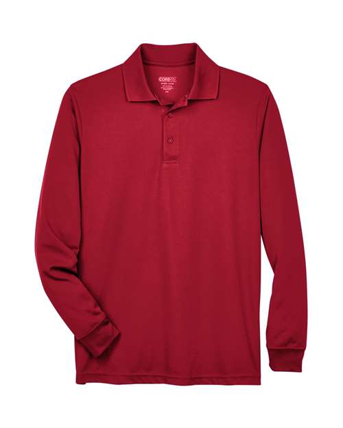 CORE365 88192, Men's Pinnacle Performance Long Sleeve Piqué Polo, Classic Red