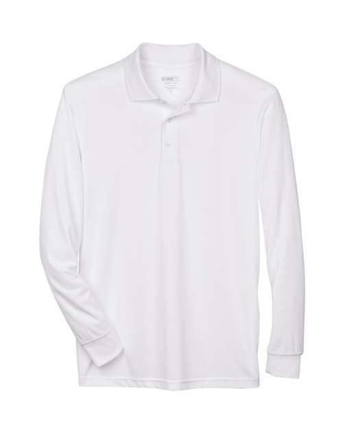 CORE365 88192, Men's Pinnacle Performance Long Sleeve Piqué Polo, White