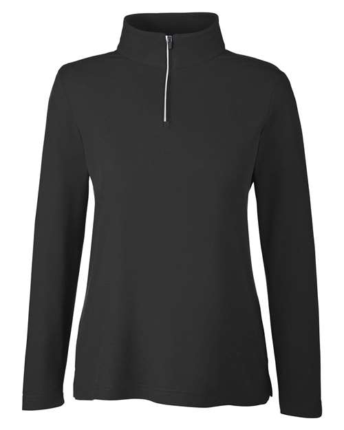 CORE365 CE405W, Women's Fusion Chromasoft Pique Quarter-zip Pullover, Black