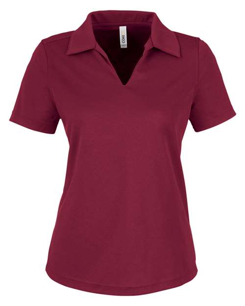 CORE365 CE104W, Women's Market Snag Protect Mesh Polo, Burgundy