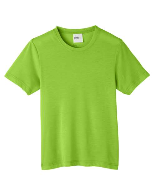 CORE365 CE111Y, Youth Fusion Chromasoft Performance T-shirt, Acid Green