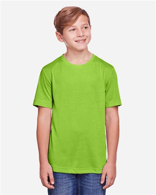 CORE365 CE111Y, Youth Fusion Chromasoft Performance T-shirt, Acid Green
