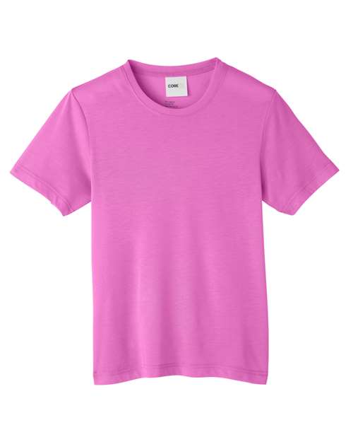 CORE365 CE111Y, Youth Fusion Chromasoft Performance T-shirt, Charity Pink