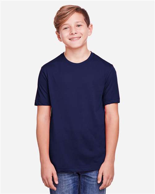 CORE365 CE111Y, Youth Fusion Chromasoft Performance T-shirt, Classic Navy