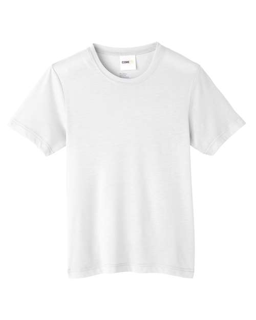 CORE365 CE111Y, Youth Fusion Chromasoft Performance T-shirt, White