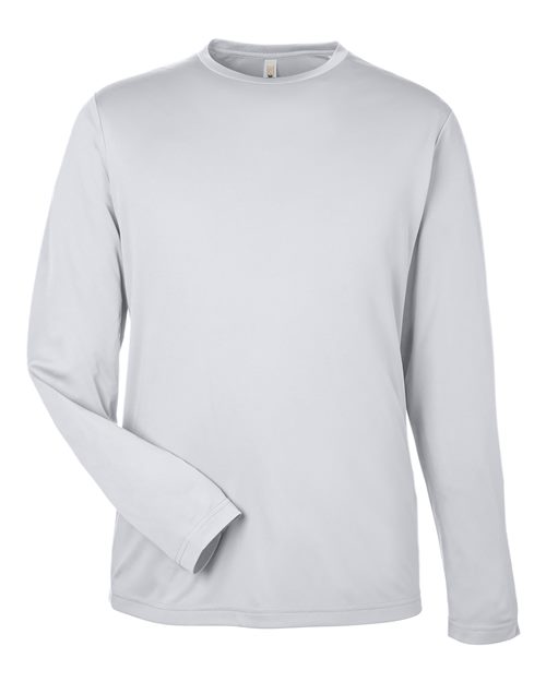 CORE365 CE10L, Unisex Capital Long Sleeve Performance T-shirt, Platinum
