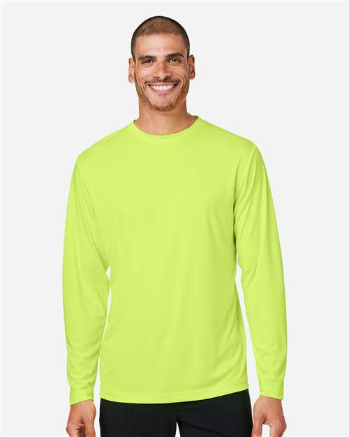 CORE365 CE10L, Unisex Capital Long Sleeve Performance T-shirt, Safety Yellow