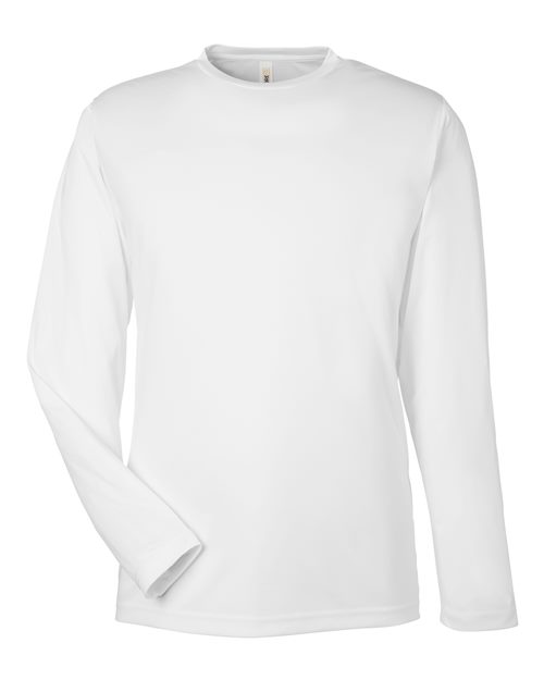 CORE365 CE10L, Unisex Capital Long Sleeve Performance T-shirt, White