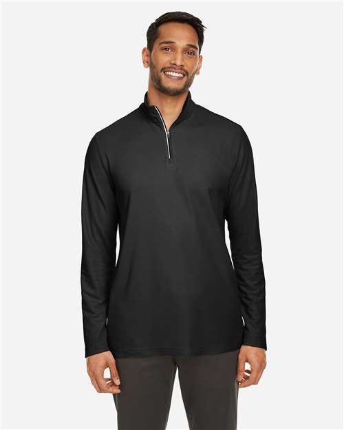 CORE365 CE405, Men's Fusion Chromasoft Pique Quarter-zip Pullover, Black