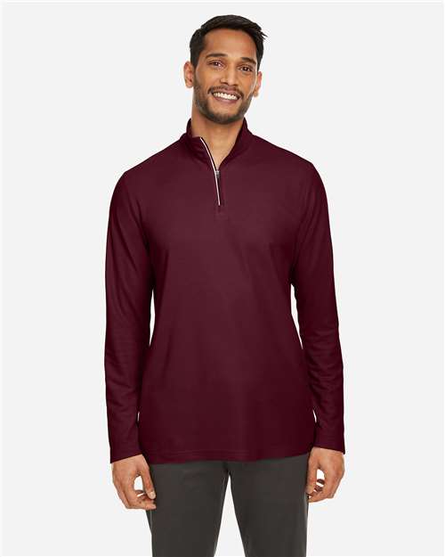 CORE365 CE405, Men's Fusion Chromasoft Pique Quarter-zip Pullover, Burgundy