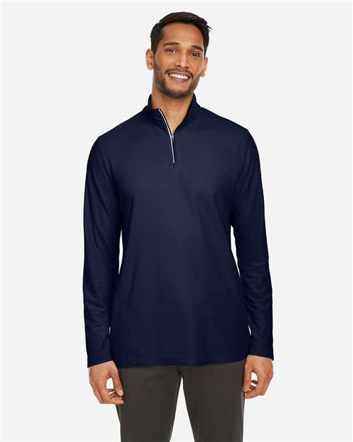 CORE365 CE405, Men's Fusion Chromasoft Pique Quarter-zip Pullover, Classic Navy