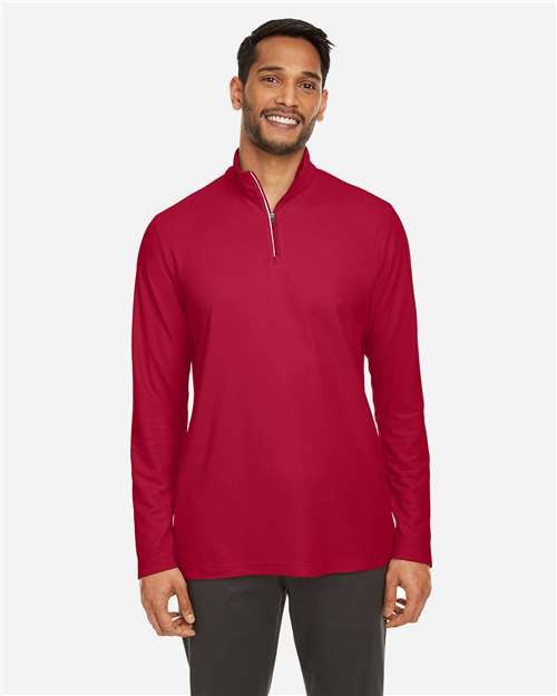 CORE365 CE405, Men's Fusion Chromasoft Pique Quarter-zip Pullover, Classic Red