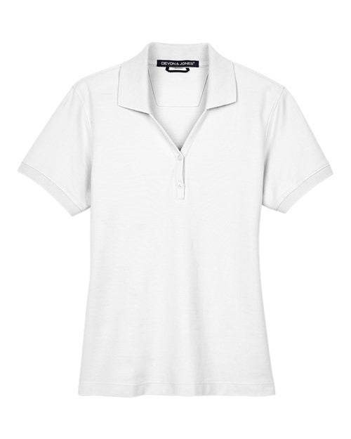 Devon & Jones D100W, Women's Pima Piqué Polo, White