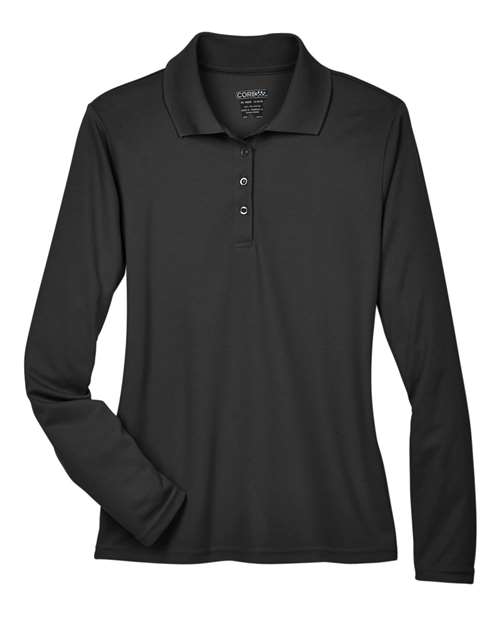 CORE365 78192, Women's Pinnacle Performance Long Sleeve Piqué Polo, Black