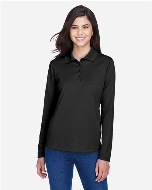 CORE365 78192, Women's Pinnacle Performance Long Sleeve Piqué Polo, Black