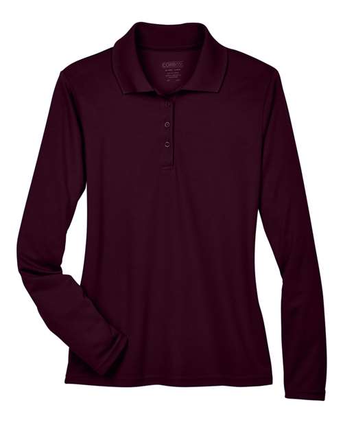 CORE365 78192, Women's Pinnacle Performance Long Sleeve Piqué Polo, Burgundy