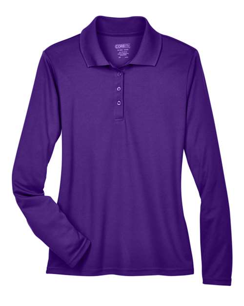 CORE365 78192, Women's Pinnacle Performance Long Sleeve Piqué Polo, Campus Purple