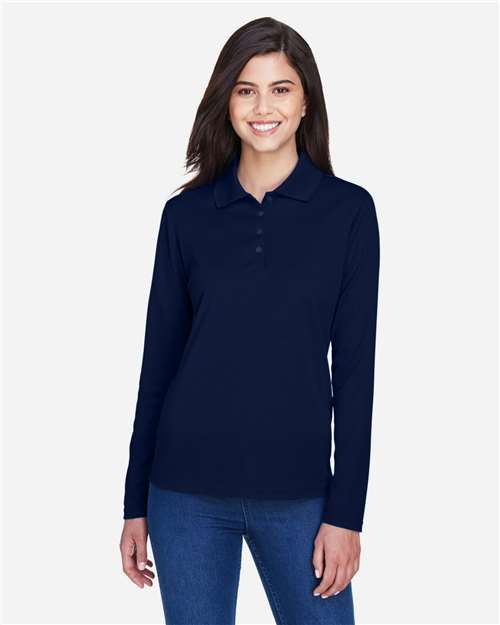CORE365 78192, Women's Pinnacle Performance Long Sleeve Piqué Polo, Classic Navy