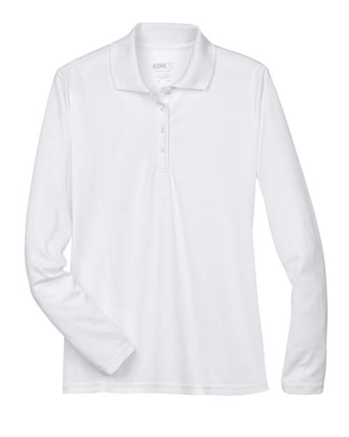 CORE365 78192, Women's Pinnacle Performance Long Sleeve Piqué Polo, White