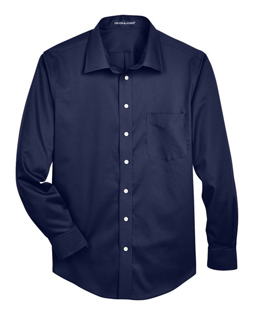 Devon & Jones DG530, Men's Crown Collection Solid Stretch Twill Woven Dress Shirt, Navy