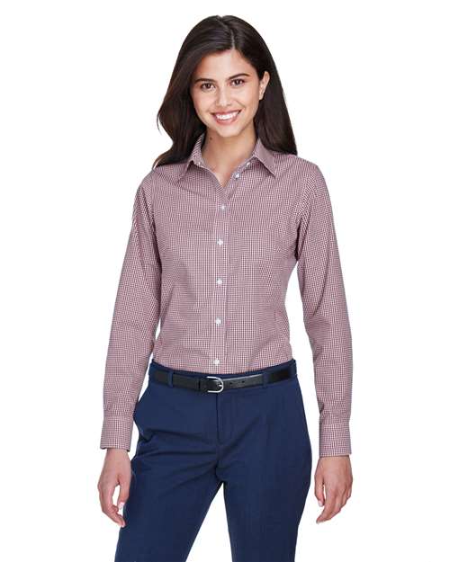 Women's Crown Collection® Gingham Check Woven Dress Shirt - - 13243 Burgundy 3-3.9 oz 605B2 AB Exclusive Brands Back to School 2025 CA CA New ab Cotton D640W Devon & Jones Dress Shirts Explore Corporate Explore Corporate Gifting & Incentives Explore Corporate Gifting - Mid-Range Long Sleeves New AB Polyester S&S Deep Deals S&S Exclusive Brands Stain Resistant Tops Womens Wovens Wovens & Dress Shirts Wrinkle Free